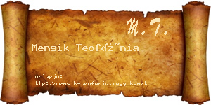 Mensik Teofánia névjegykártya